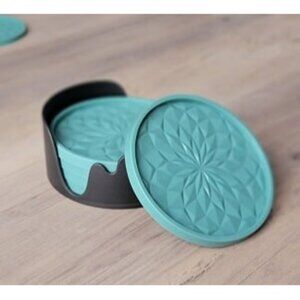 New Silicone Coasters [6 Pack] Coasters with Holder - Drinking Coasters